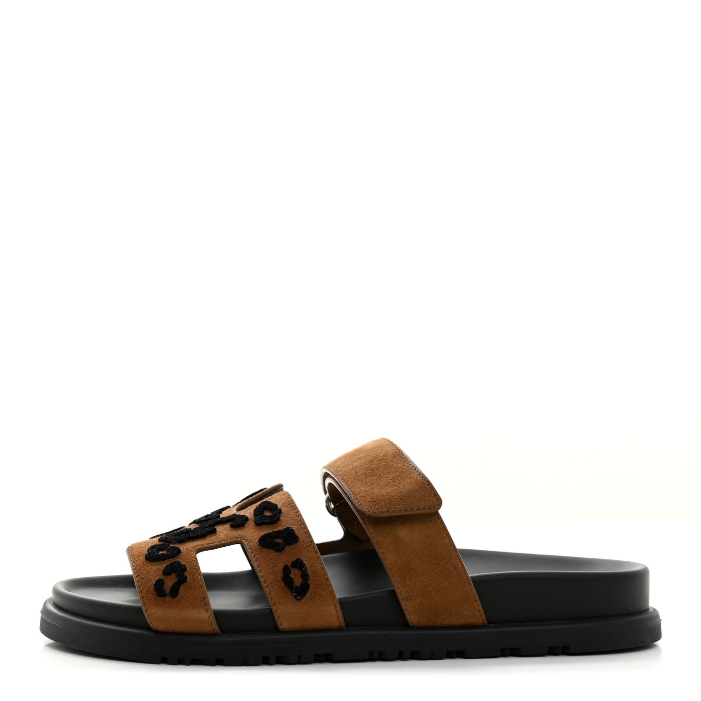 Suede Goatskin Womens Chypre Sandals 37 Brun Fume Black