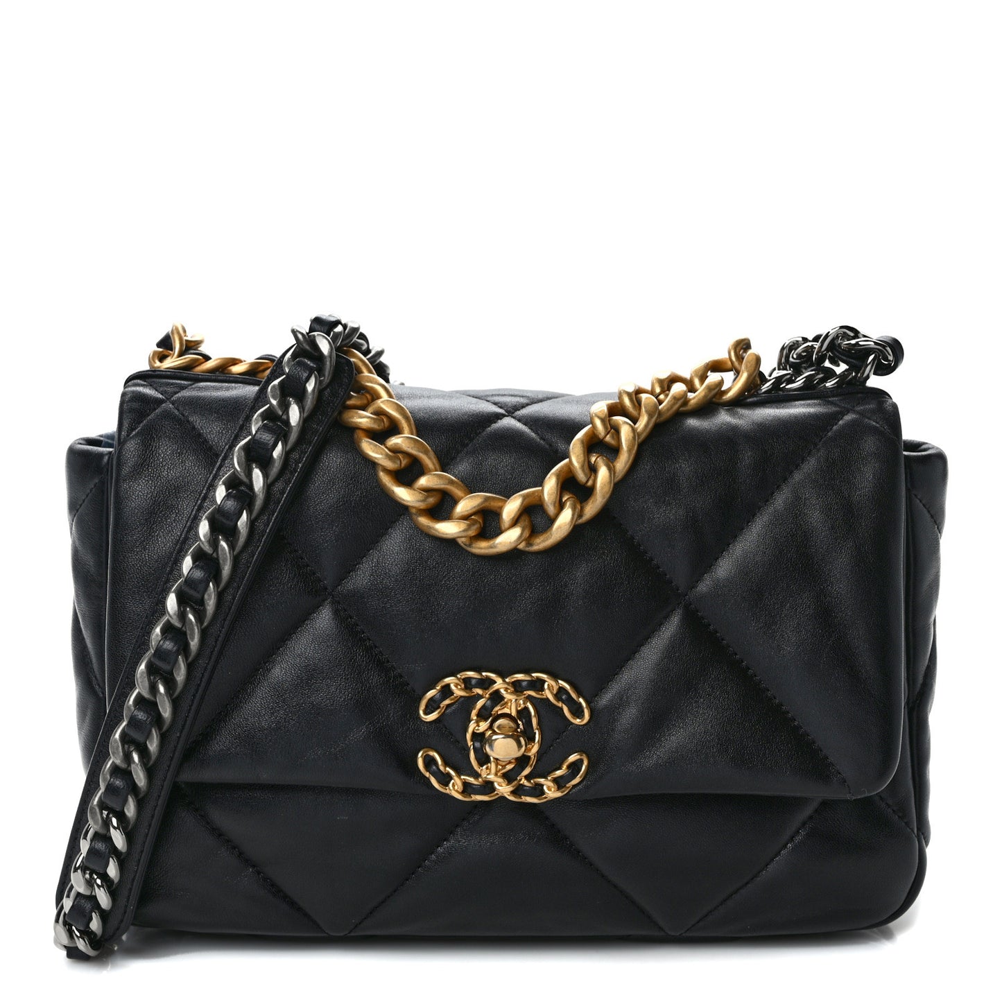Goatskin Quilted Medium Chanel 19 Flap Black