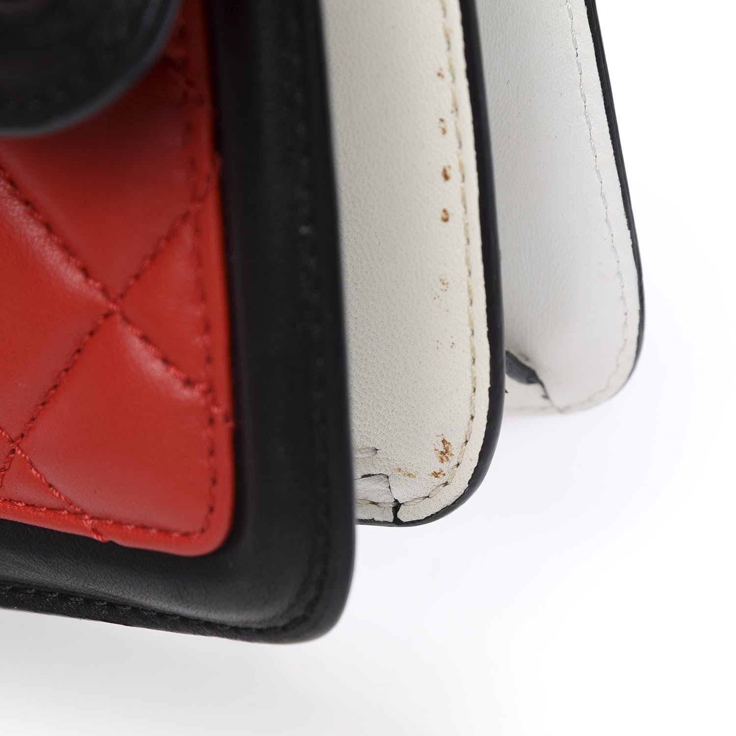 Chanel Lambskin Quilted Tri-Color Flap Red White Black 12 of 13