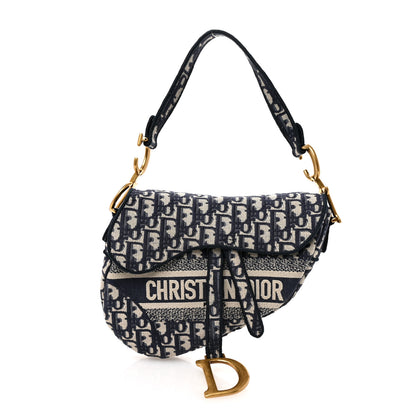Christian Dior Oblique Embroidered Saddle Bag Blue 1 of 10