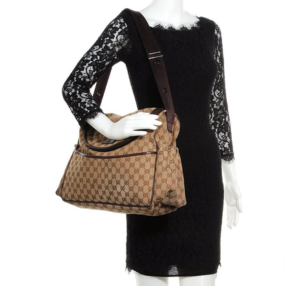 Gucci Monogram Natural Pigskin Large Diaper Bag Beige Ebony Cocoa Dark Chocolate 2 of 8