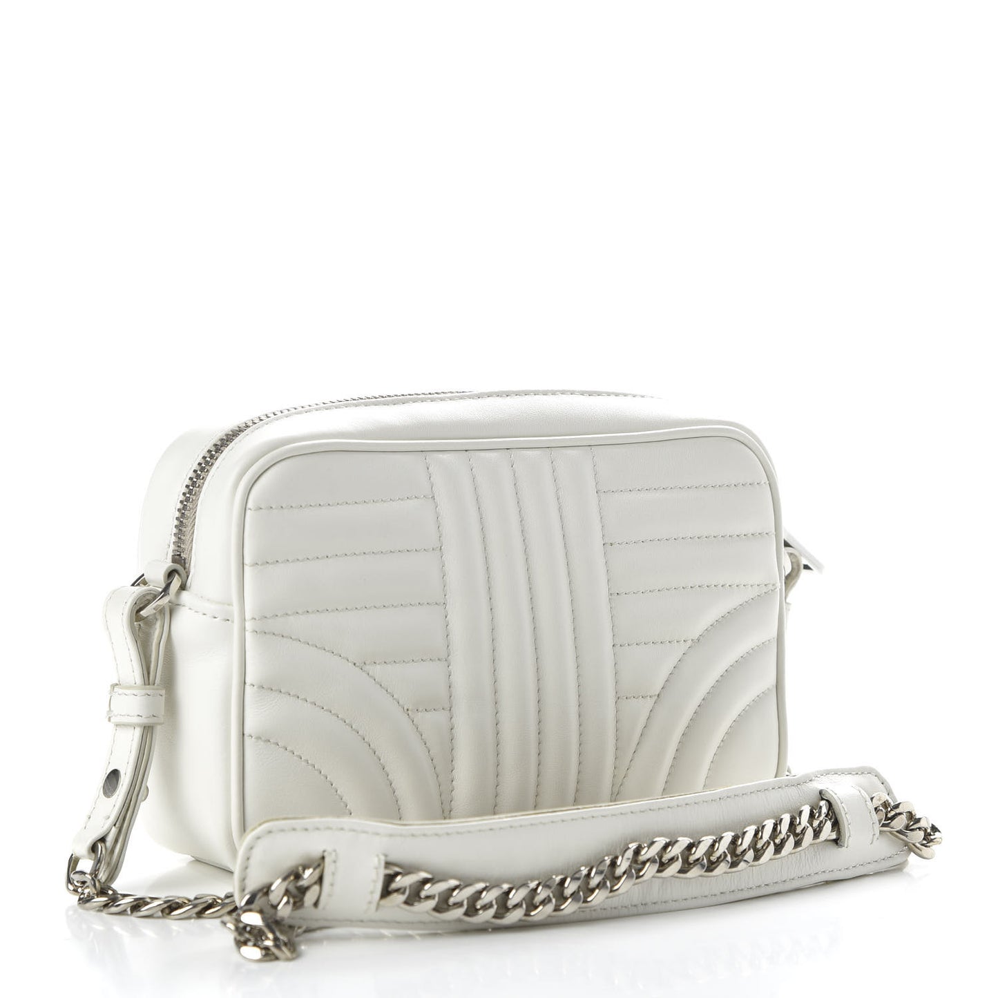 Soft Calfskin Diagramme Crossbody Bag White