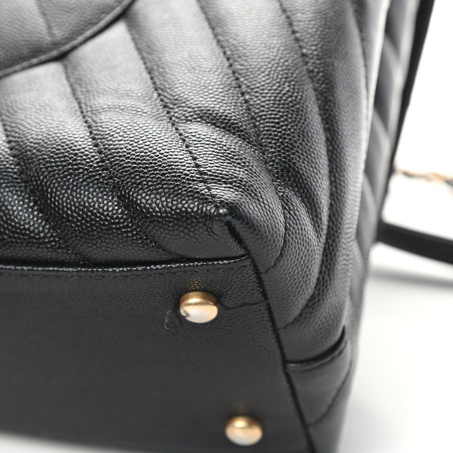 Caviar Chevron Quilted Medium Coco Handle Flap Black