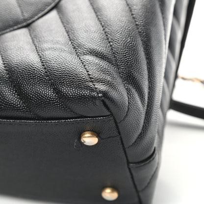 Chanel Caviar Chevron Quilted Medium Coco Handle Flap Black 12 of 16