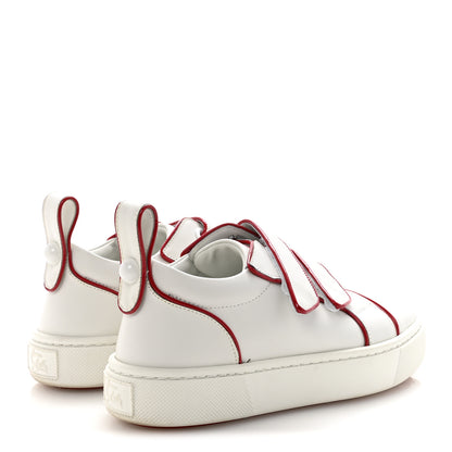 Christian Louboutin Calfskin Maxi Toyototoy Flat Sneakers 35.5 White Red 5 of 8