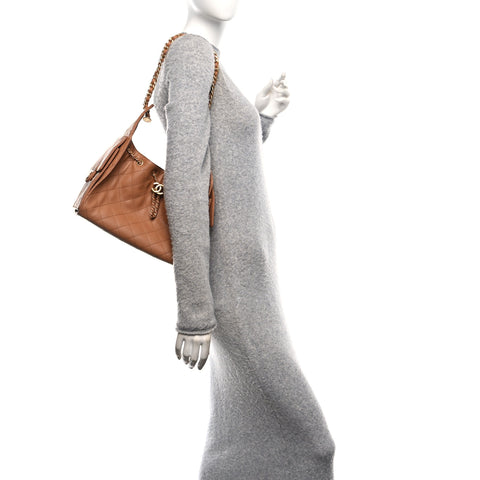 Caviar Quilted Small Chanel 25 Handbag Brown