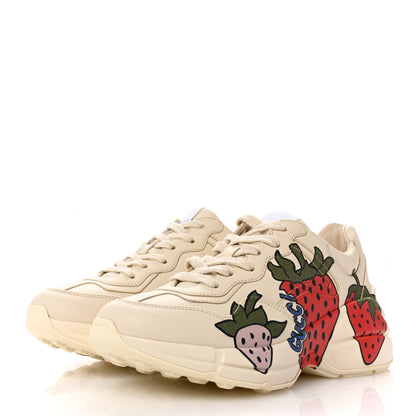 Gucci Apollo Calfskin Strawberry Womens Rhyton Sneakers 35.5 Ivory 4 of 9