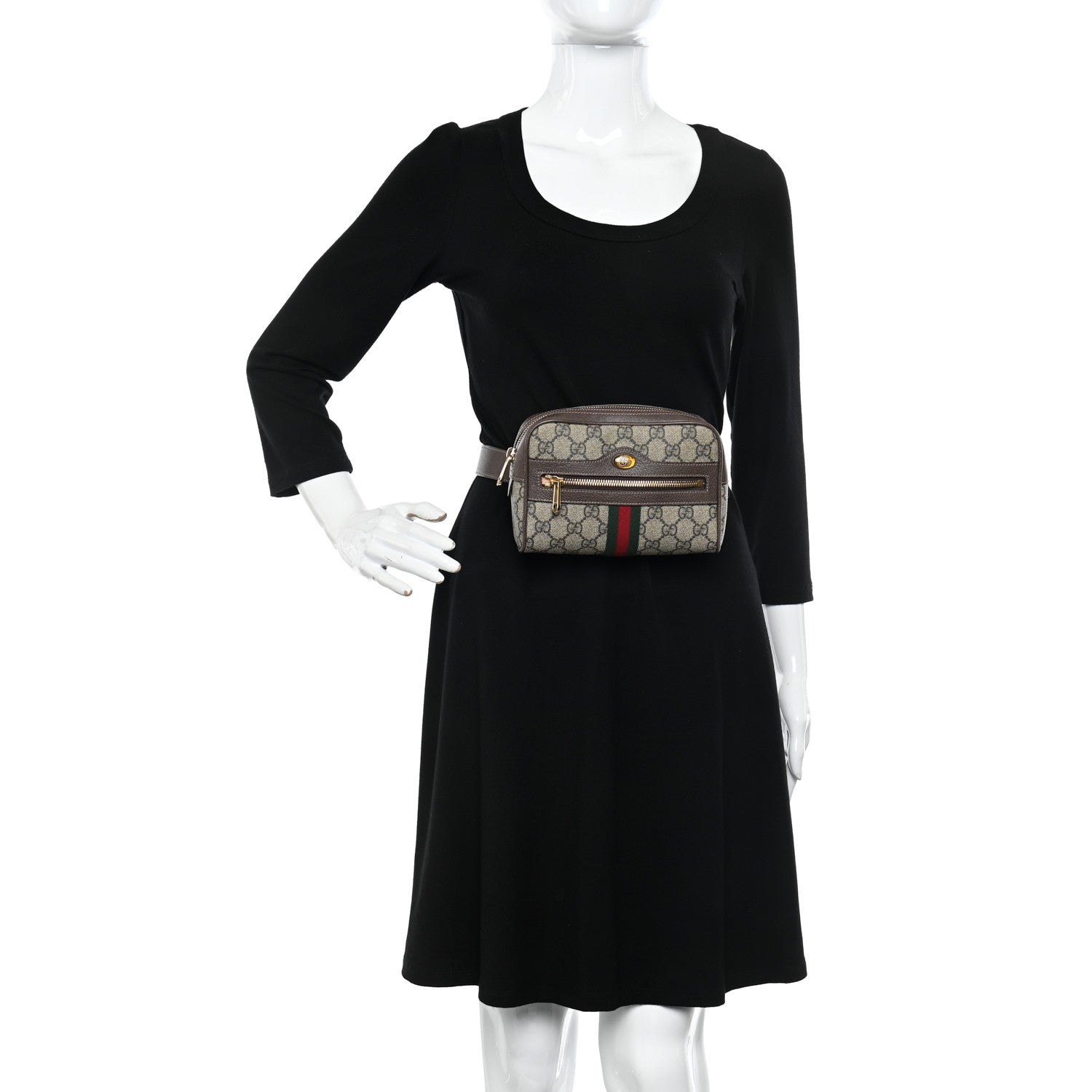 Gucci GG Supreme Monogram Web Small Ophidia Belt Bag 95 38 Dark Brown 3 of 10