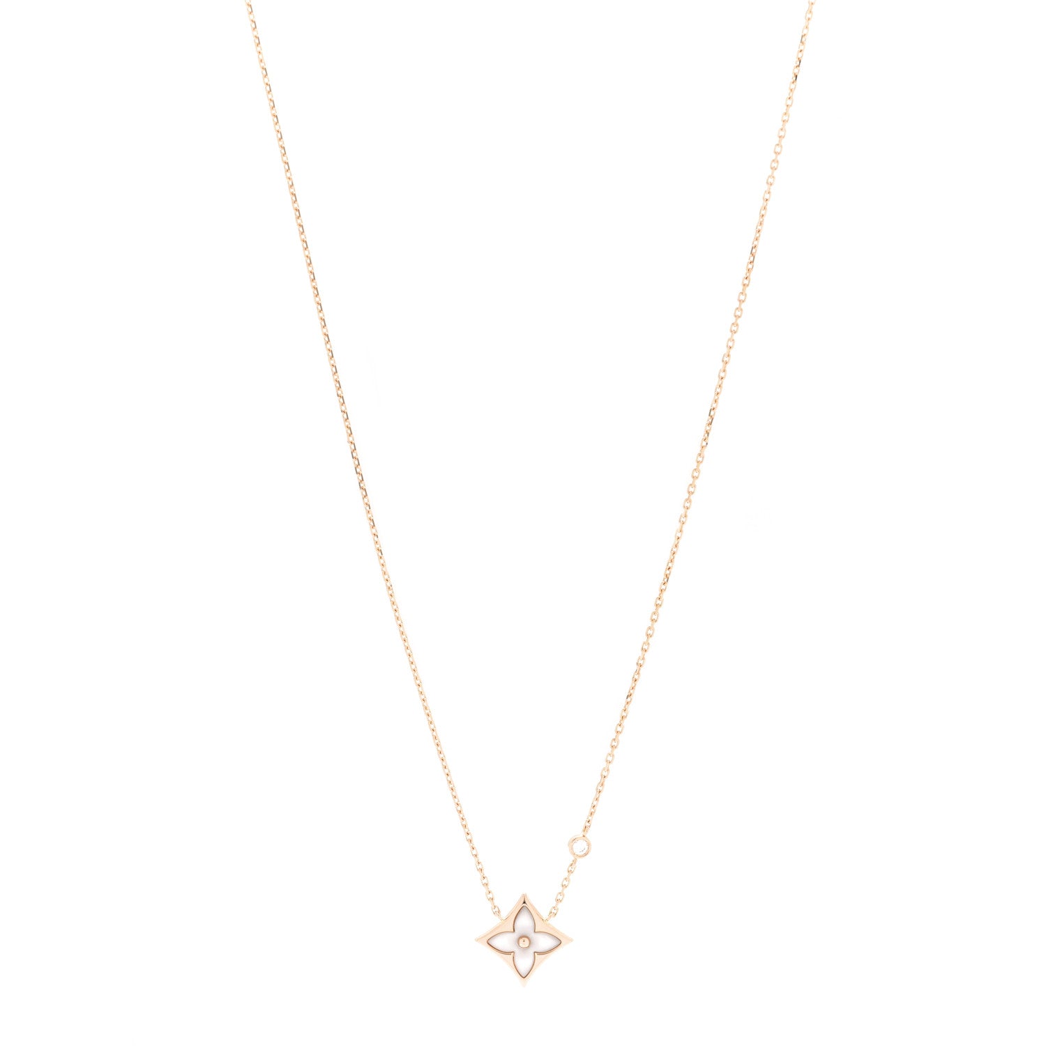 Louis Vuitton 18K Pink Gold Diamond Pink Mother of Pearl Color Blossom BB Star Pendant Necklace 1 of 7