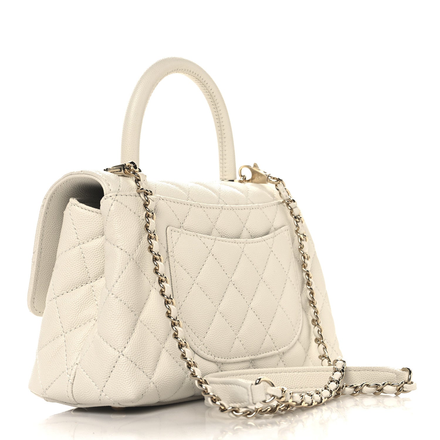 Chanel Caviar Quilted Mini Coco Handle Flap White 3 of 10