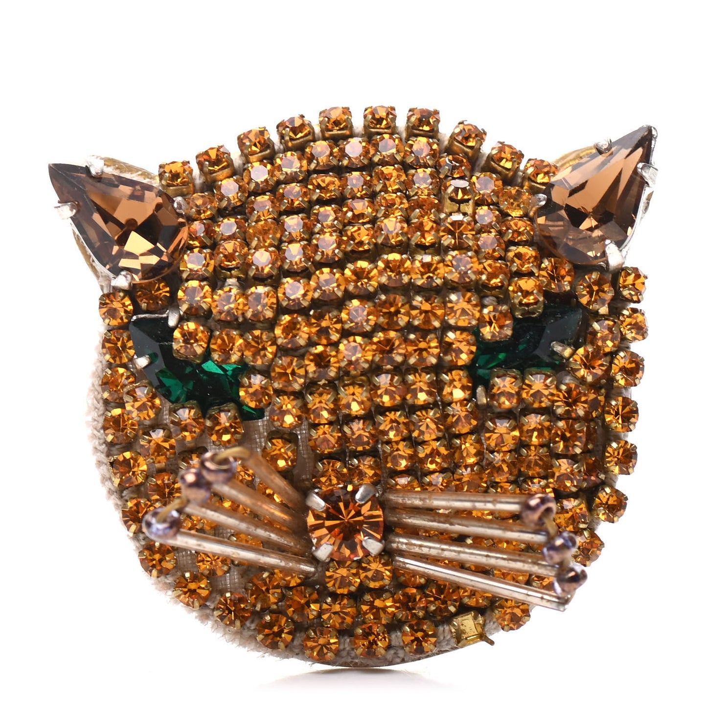 Metal Crystal Cat Brooch Orange