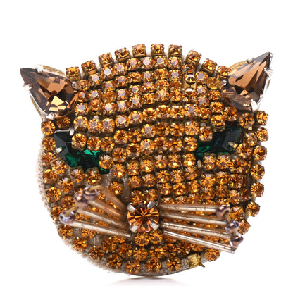Gucci Metal Crystal Cat Brooch Orange 1 of 4