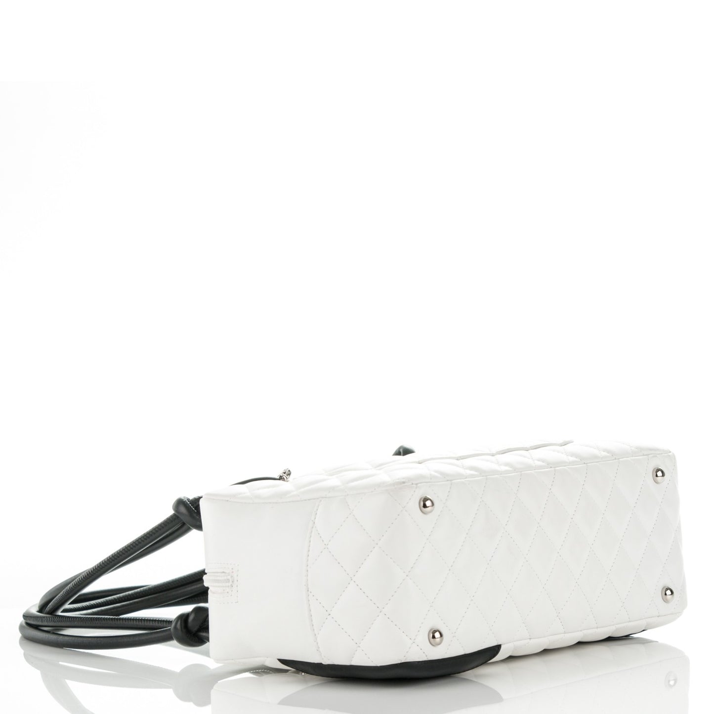 Calfskin Quilted Large Cambon Bowler White Black