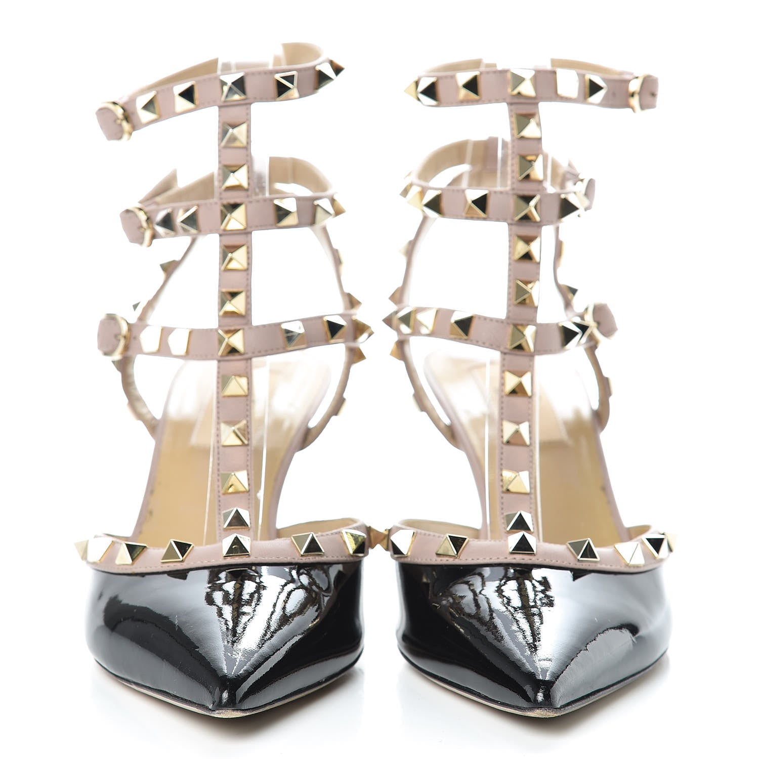 Valentino Garavani Patent Nappa Rockstud Ankle Strap 65mm Pumps 37.5 Black Poudre 2 of 15