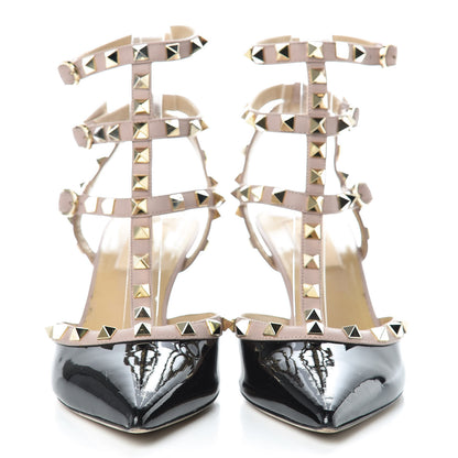 Valentino Garavani Patent Nappa Rockstud Ankle Strap 65mm Pumps 37.5 Black Poudre 2 of 15