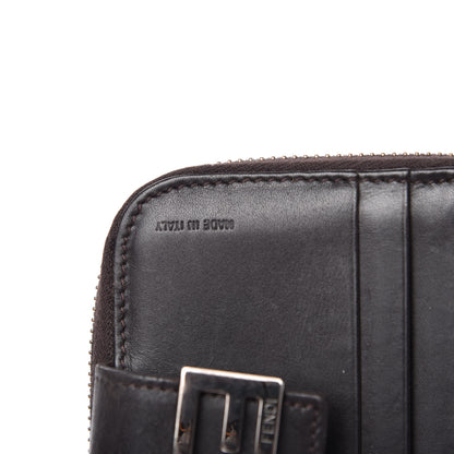 Fendi Zucchino Vitello Compact Wallet Testa di Moro Beige 6 of 9