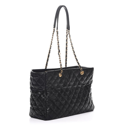 Chanel Crumpled Grained Calfskin Quilted Tote Black 3 of 7