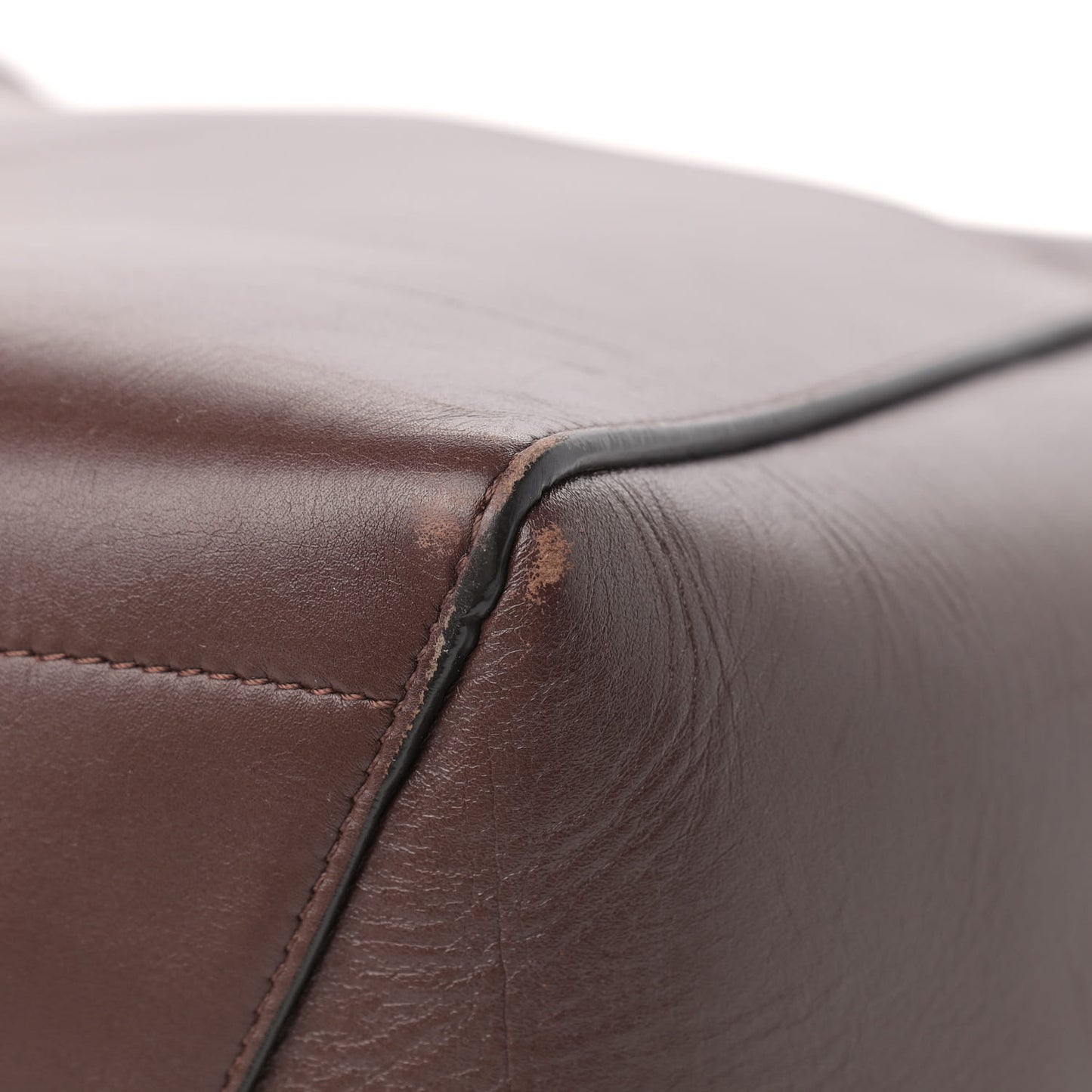 Natural Calfskin Sangle Bucket Bag Dark Brown