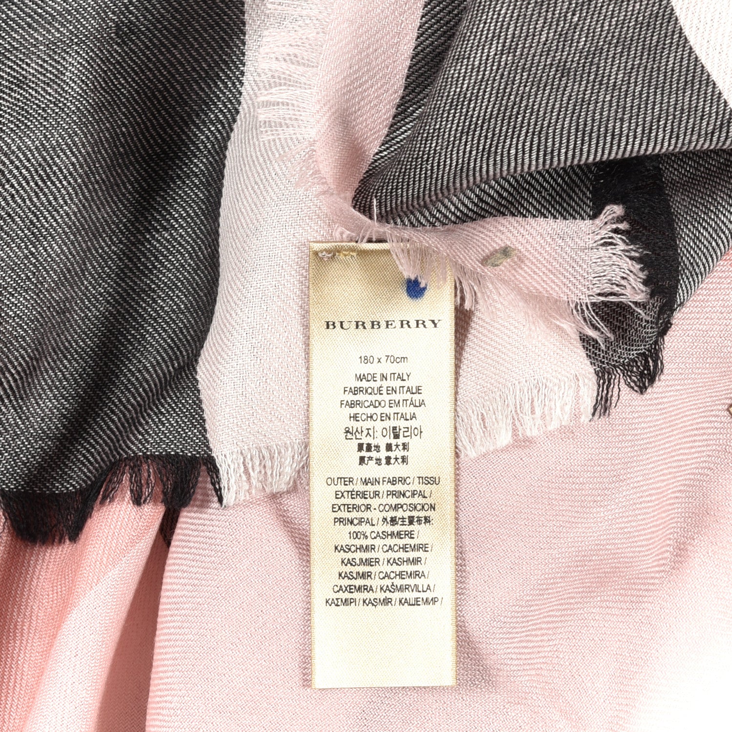 Burberry Cashmere Mega Check Scarf Ash Rose 2 of 4
