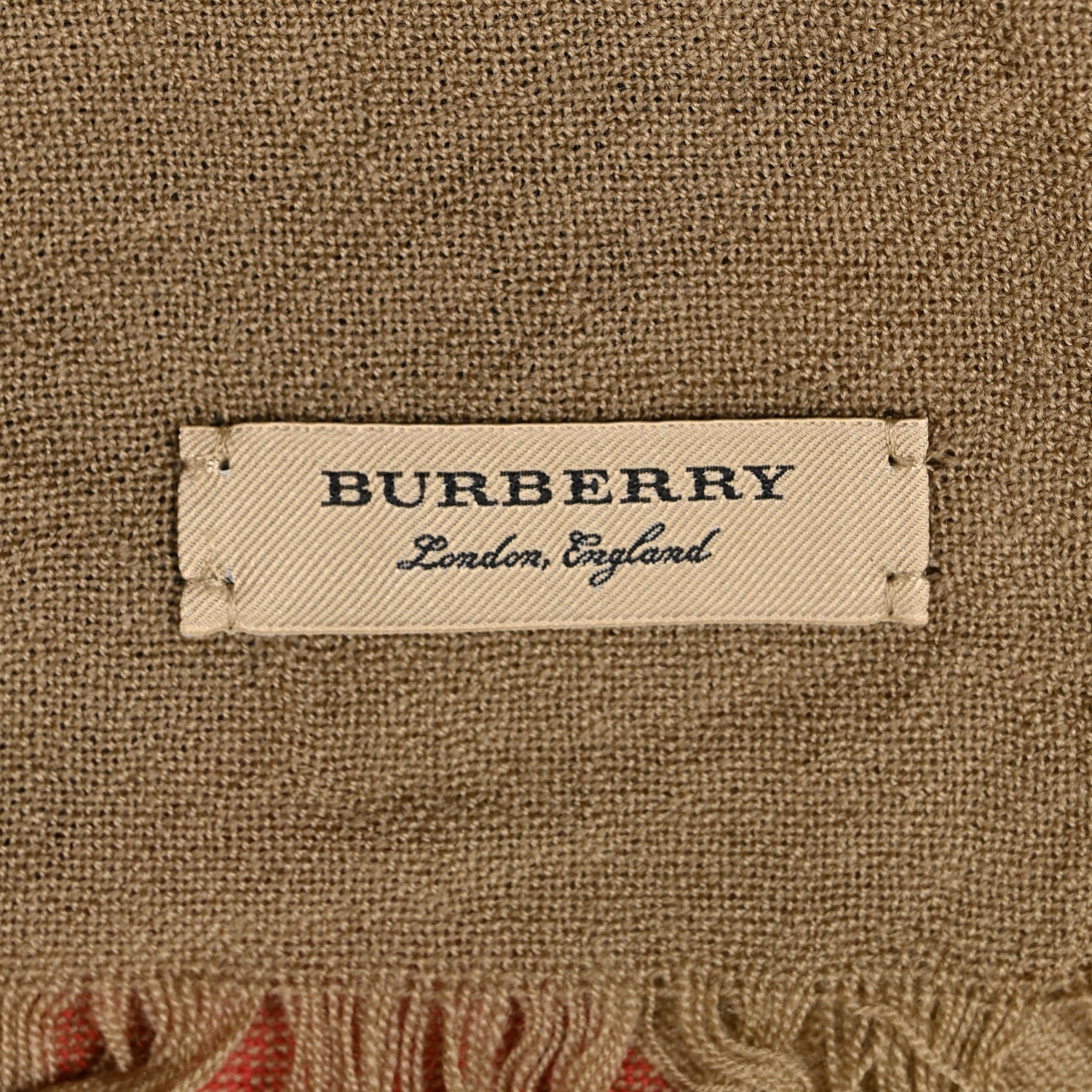 Burberry Wool Half Mega Check Fringe Scarf Camel 2 of 6