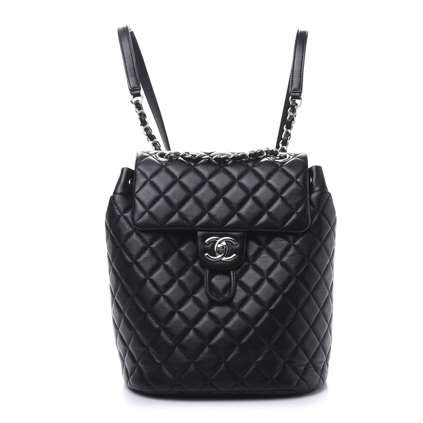 Lambskin Quilted Small Urban Spirit Backpack Black