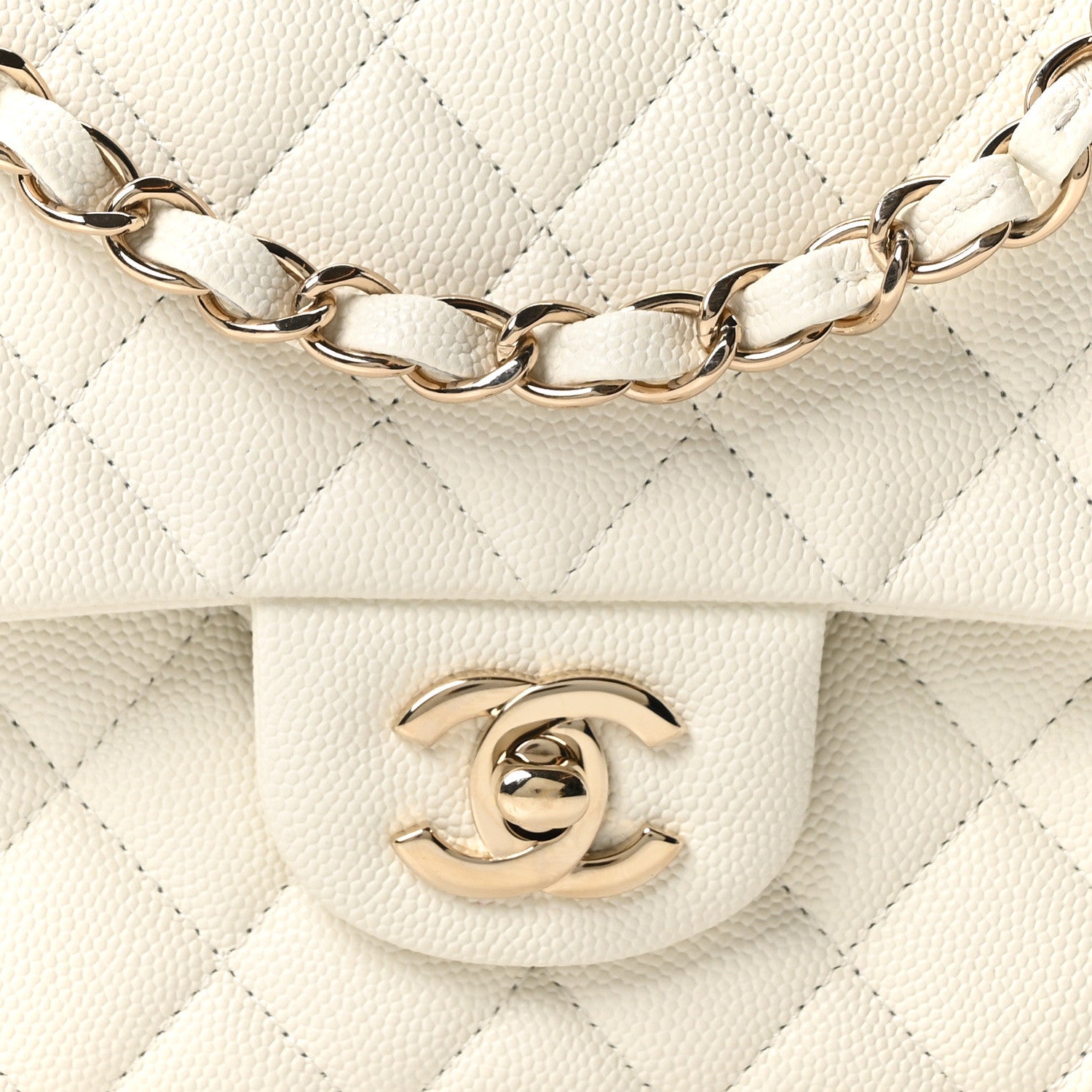 Chanel Caviar Quilted Medium Double Flap White 7 of 10
