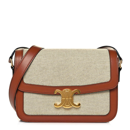 Celine Textile Calfskin Classique Triomphe Bag Natural Tan 1 of 14