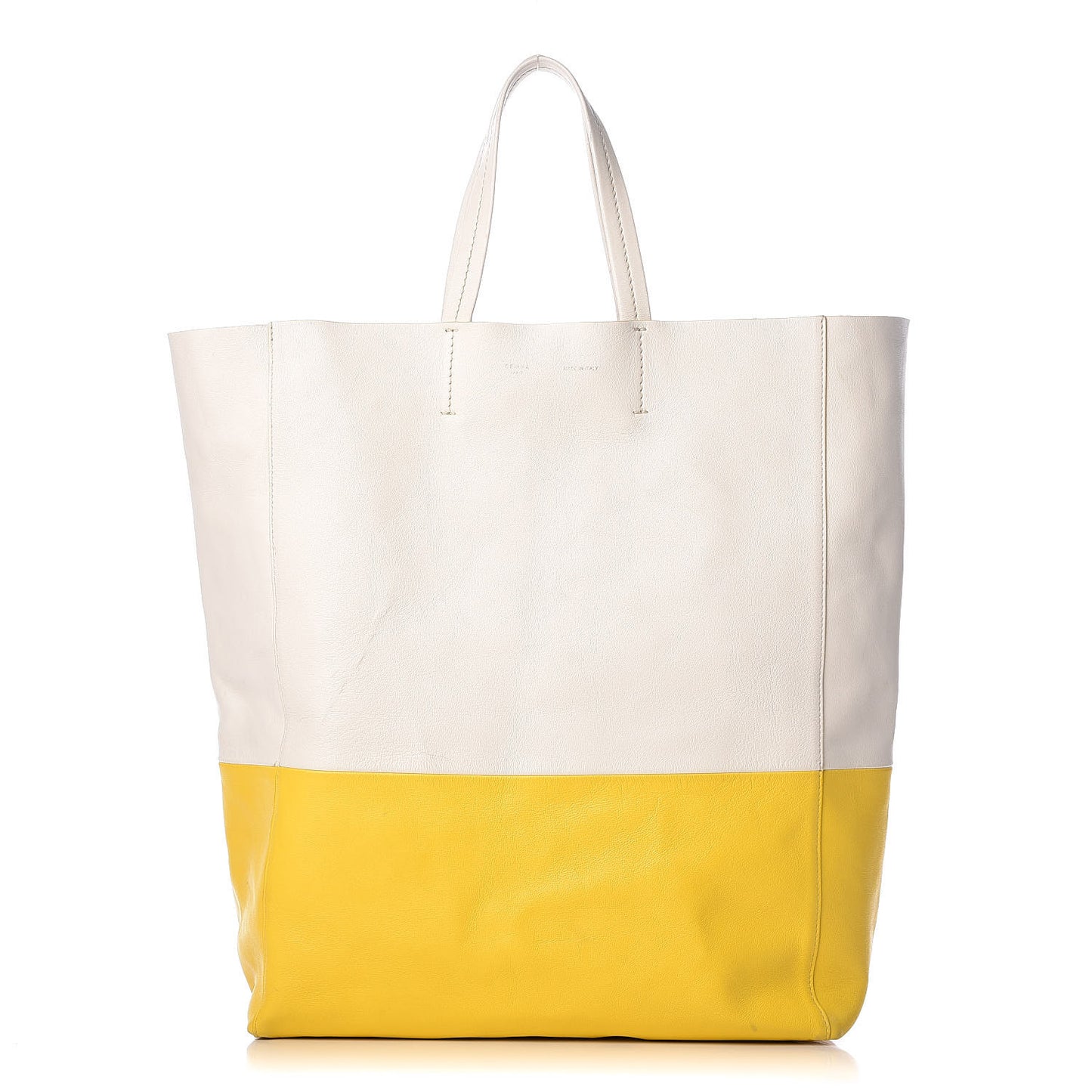 Lambskin Vertical Bi-Cabas White Sun Yellow