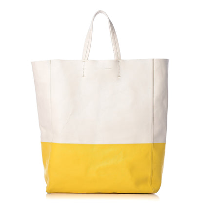Celine Lambskin Vertical Bi-Cabas White Sun Yellow 1 of 29