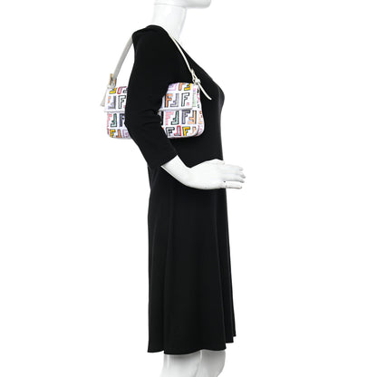 Fendi Nylon FF Multicolor Embroidered Baguette Multicolor White 2 of 11