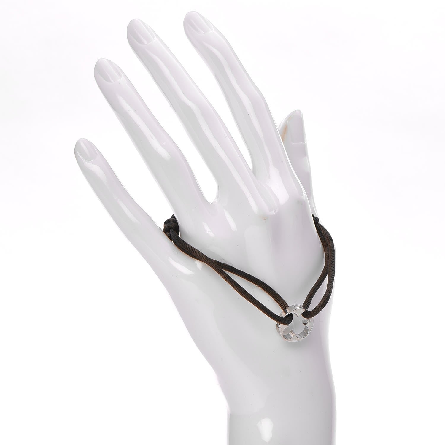 Louis Vuitton 18K White Gold Empreinte Cord Bracelet Brown 2 of 6