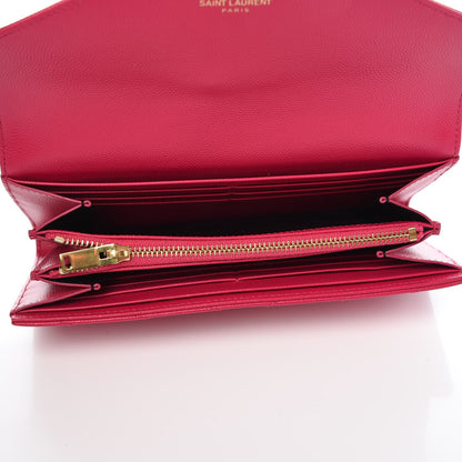 Saint Laurent Grain De Poudre Matelasse Chevron Monogram Wallet Bubblegum 5 of 7
