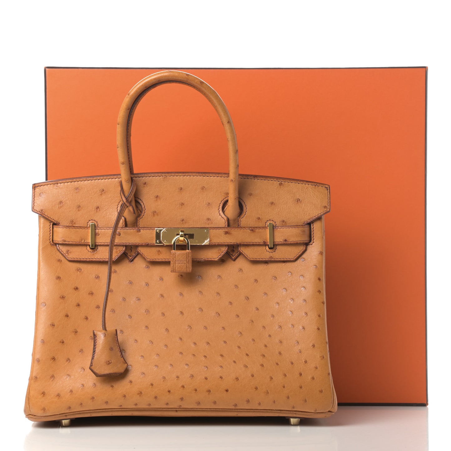Ostrich Birkin 30 Gold
