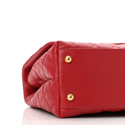 Chanel Caviar Quilted Small Coco Handle Flap Red 9 of 11