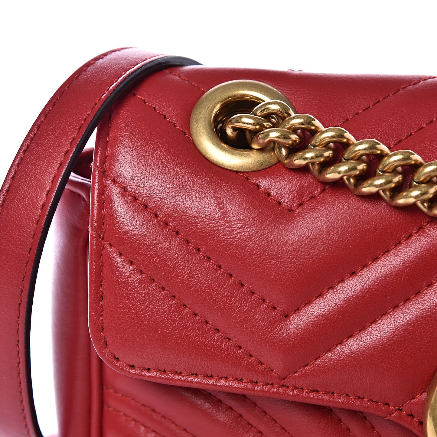 Calfskin Matelasse Mini GG Marmont Shoulder Bag Hibiscus Red