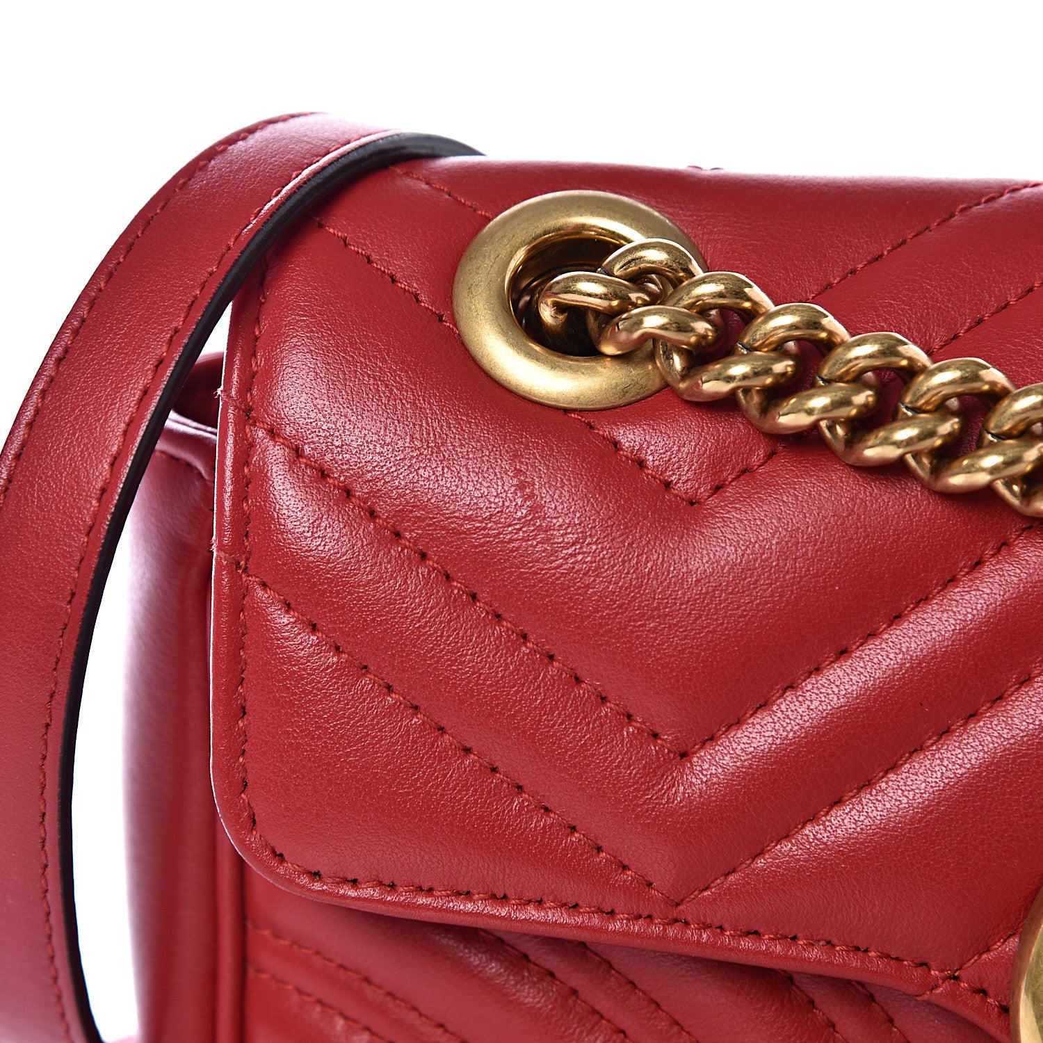 Gucci Calfskin Matelasse Mini GG Marmont Shoulder Bag Hibiscus Red 12 of 12