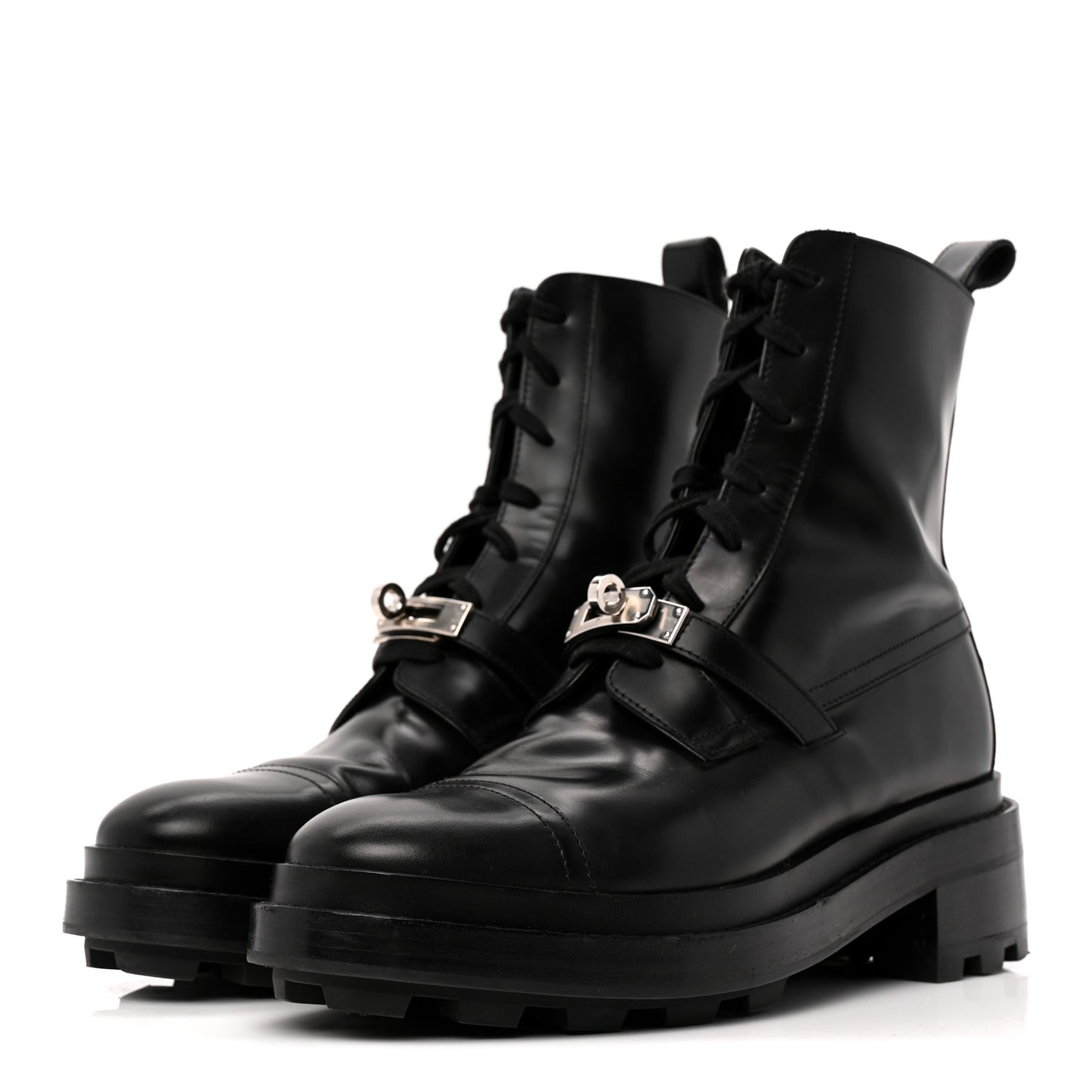 Glossed Calfskin Funk Ankle Boots 38.5 Black