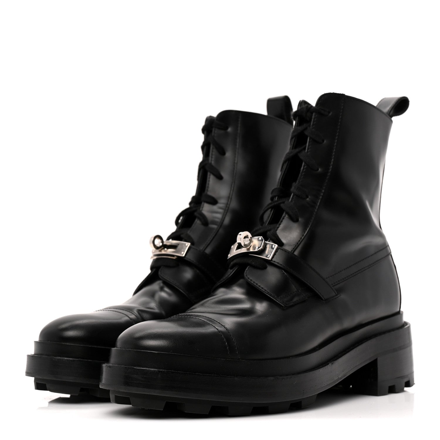 Hermes Glossed Calfskin Funk Ankle Boots 38.5 Black 4 of 9