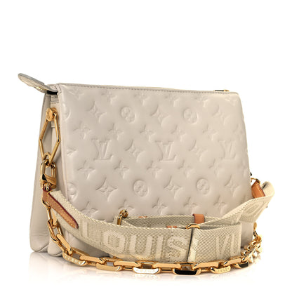 Louis Vuitton Lambskin Embossed Monogram Coussin PM Cream 3 of 12