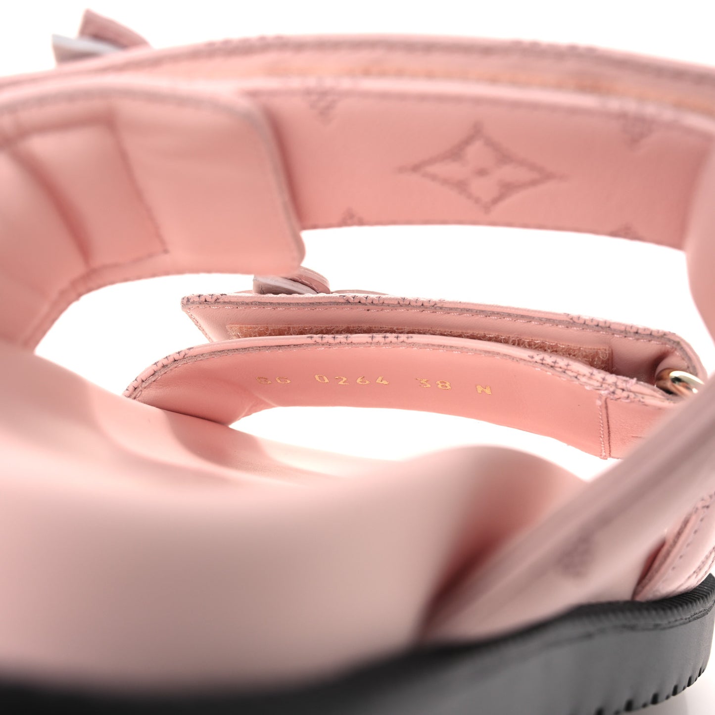 Lambskin Embossed Monogram Sunset Comfort Flat Sandals 38 Pink