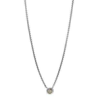 David Yurman Sterling Silver 18K Yellow Gold Diamond 12mm Pave Cookie Necklace 1 of 5