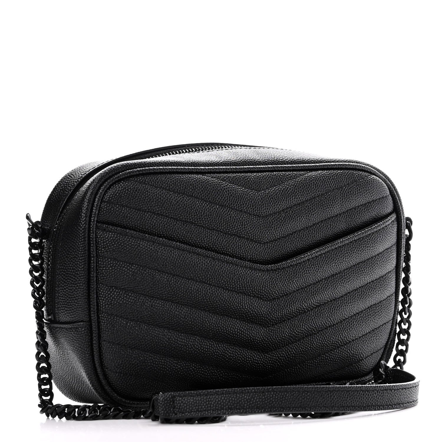 Saint Laurent Grain De Poudre Matelasse Monochrome Monogram Mini Lou Camera Bag Black 3 of 10