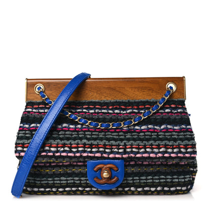 Chanel Tweed Woven Knock On Wood Flap Blue 1 of 9