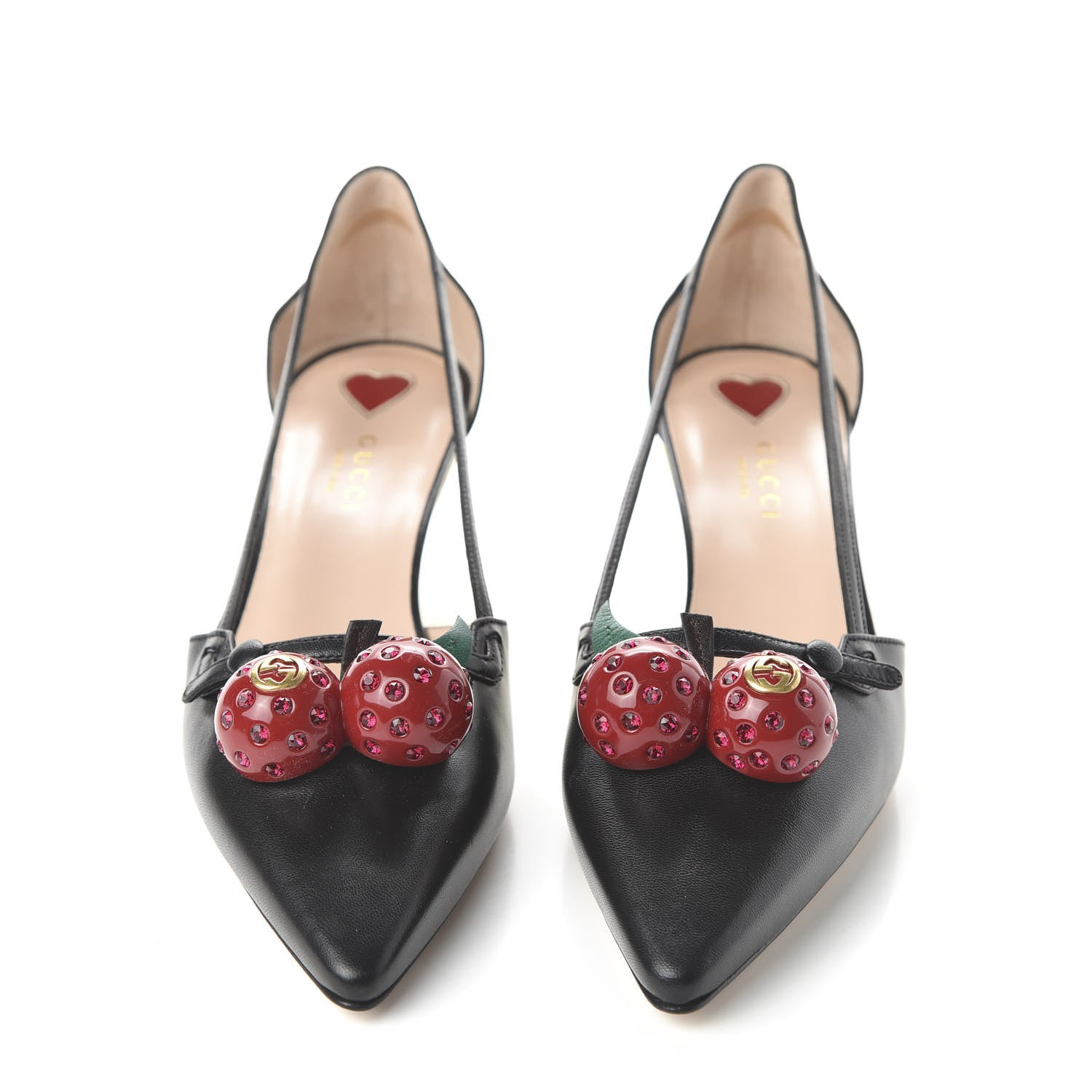 Gucci Nappa Cherry Pumps 38 Black 2 of 9