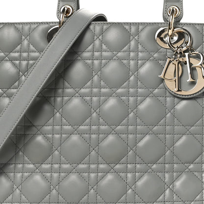 Christian Dior Lambskin Cannage Large Lady Dior Stone Grey 8 of 10