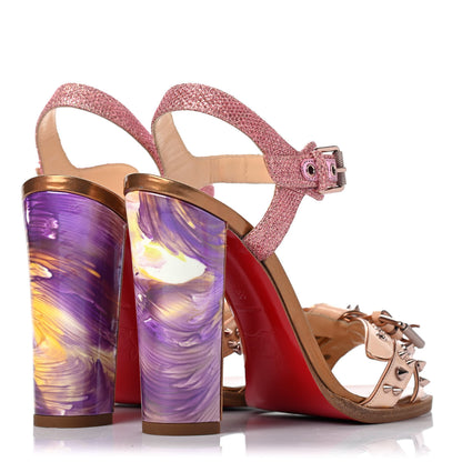 Christian Louboutin Patent Glitter Tisse Miss Roma 100 Sandals 38 Version Poudre 3 of 4