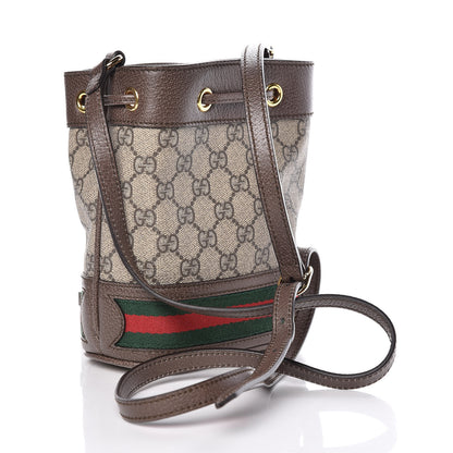 Gucci GG Supreme Monogram Web Mini Ophidia Bucket Bag Brown 3 of 10