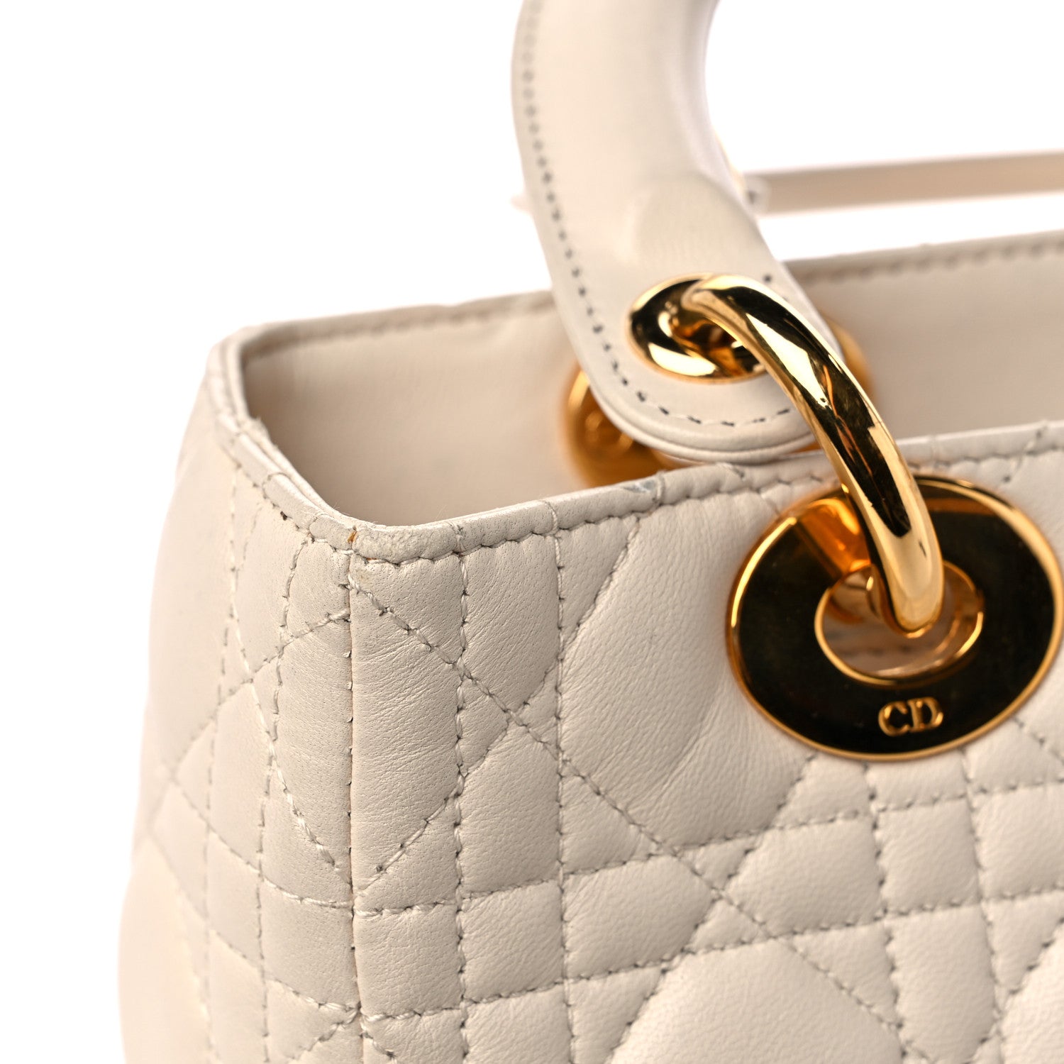 Christian Dior Lambskin Cannage Medium Lady Dior Light Beige 13 of 16