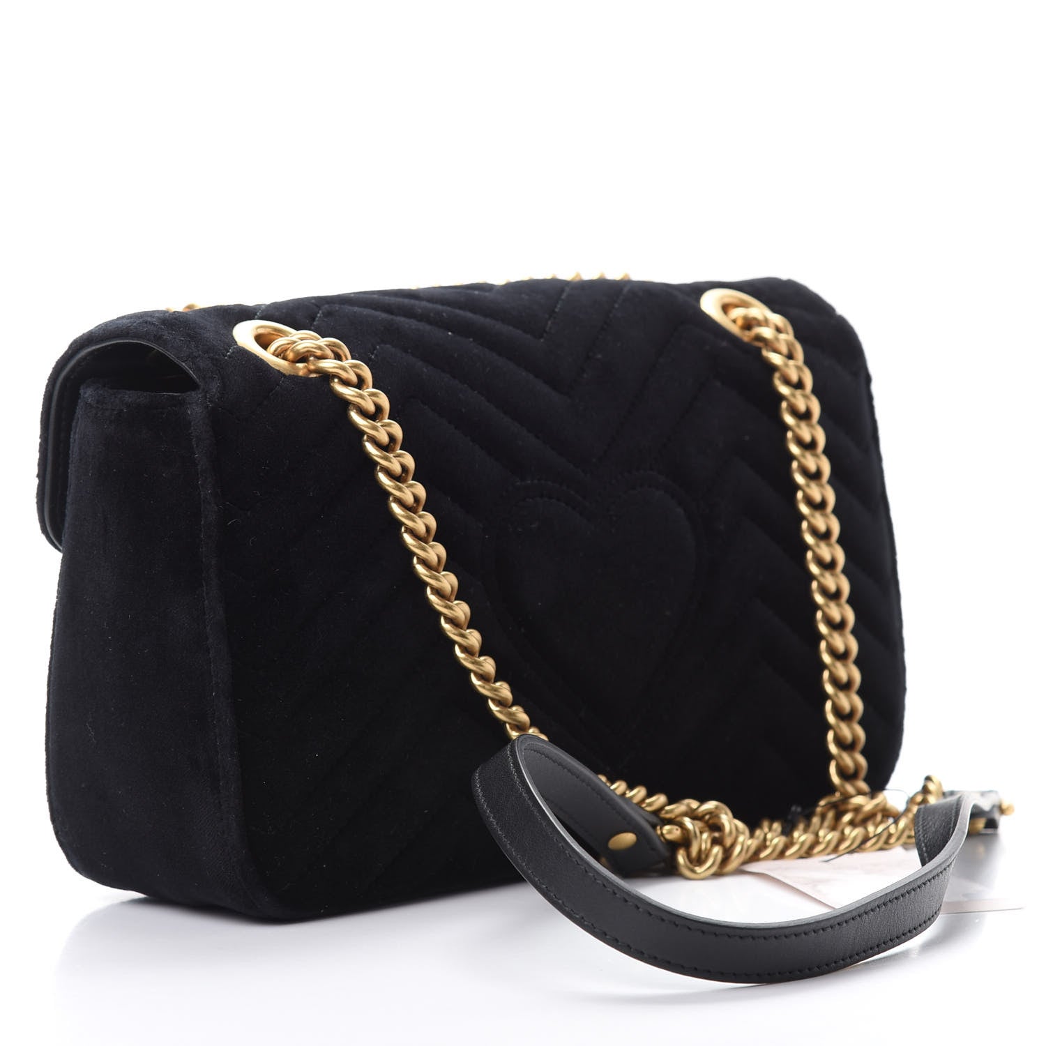 Gucci Velvet Matelasse Marquise Crystals Embroidered Small GG Marmont Shoulder Bag Black 3 of 10