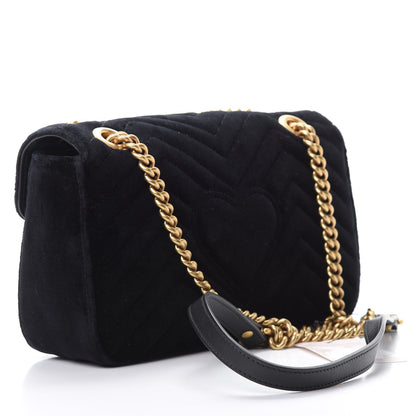 Gucci Velvet Matelasse Marquise Crystals Embroidered Small GG Marmont Shoulder Bag Black 3 of 10